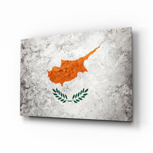 Albania grunge flag cinematic glass wall art over walnut console in heritage home