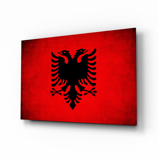 Albanian Eagle on Red Glass Wall Art