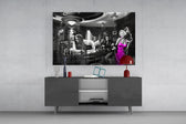Hollywood icons fantasy cinematic glass wall art in masculine-luxe study