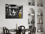 Stormtrooper graffiti cinematic glass wall art over modern bar console