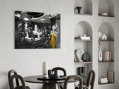 Stormtrooper graffiti cinematic glass wall art over modern bar console