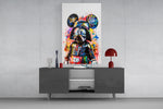 Rainbow Vader cinematic glass wall art in masculine-luxe study