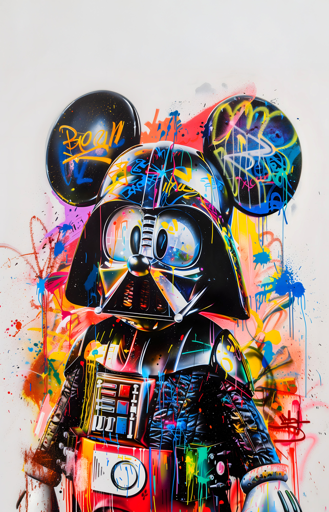 Darth Vader Mickey Mouse Mashup Glass Wall Art