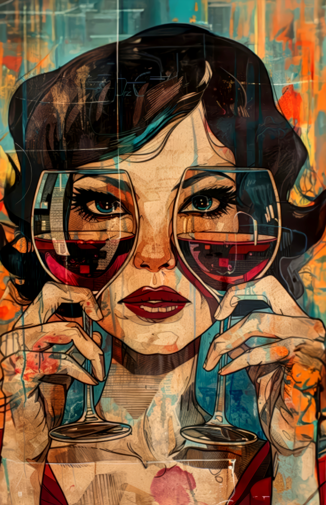 Crimson Gaze Portrait Glass Wall Art