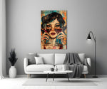 Andy-Warhol style cinematic glass wall art in heritage stairwell