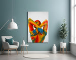 Editorial body-portrait cinematic glass wall art in creative studio