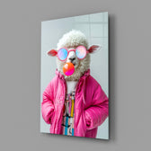 Anthropomorphic streetwear cinematic glass wall art in creative-agency reception