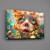 Fairy tale surreal fantasy cinematic glass wall art in child's whimsical bedroom