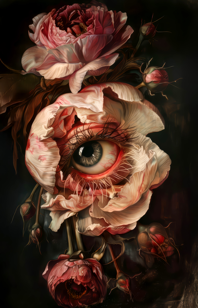 Floral Eye Bloom Glass Wall Art