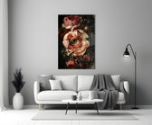 Hieronymus-Bosch style cinematic glass wall art in heritage stairwell