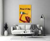 Marigold-and-rose cinematic glass wall art in heritage stairwell