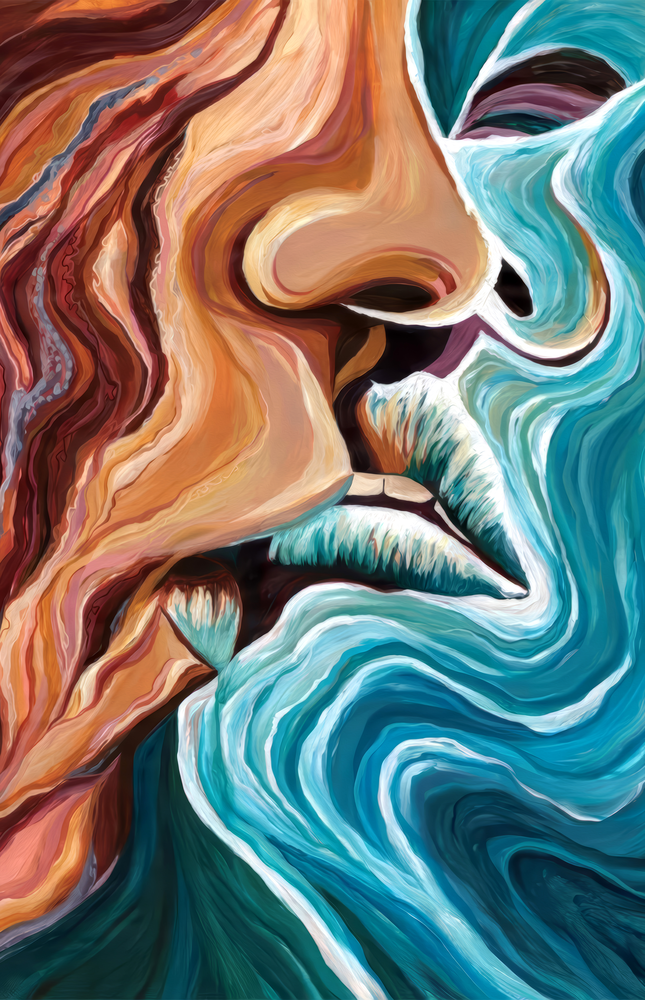 Ethereal Faces in Motion Glass Wall Art