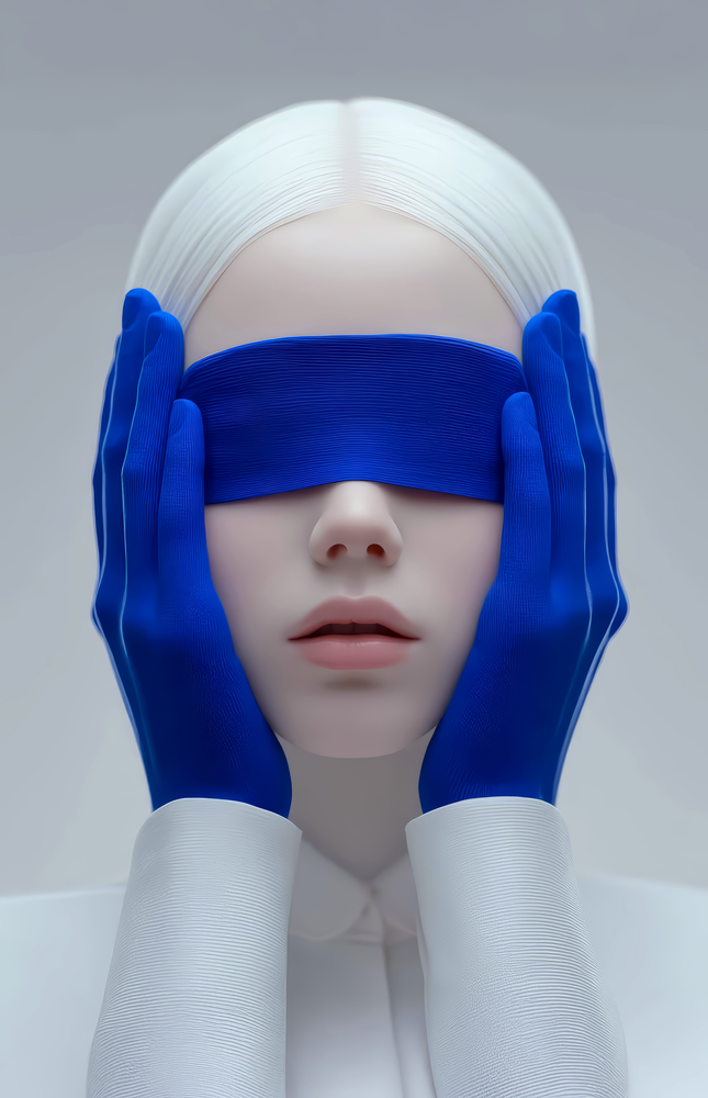 Blindfolded Serenity Glass Wall Art