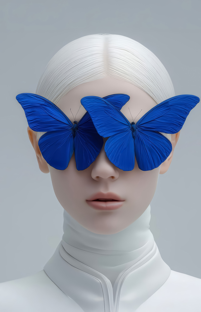 Blue Butterfly Vision Glass Wall Art