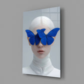 Fashion editorial Klein Blue cinematic glass wall art in creative-agency reception