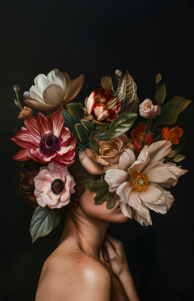 Floral Portrait Glass Wall Art