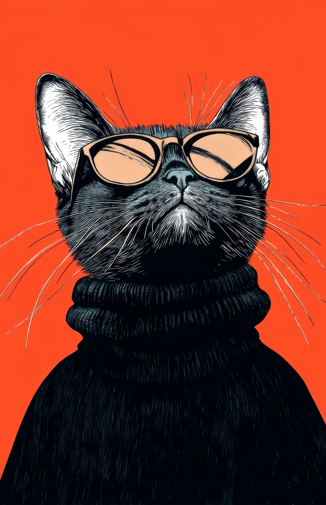 Sophisticated Cool Cat Glass Wall Art
