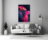 Blacklight pop cinematic glass wall art in heritage stairwell