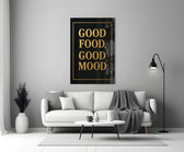 Fine-dining menu cinematic glass wall art in heritage stairwell