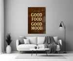 Hand-painted bistro cinematic glass wall art in heritage stairwell