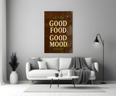 Hand-painted bistro cinematic glass wall art in heritage stairwell