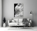 Symbolist Art-Nouveau cinematic glass wall art in heritage stairwell