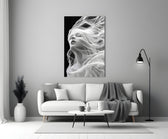 Symbolist Art-Nouveau cinematic glass wall art in heritage stairwell