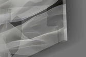 Tulle-veil muse cinematic glass wall art in wellness clinic