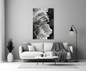 Symbolist Art-Nouveau cinematic glass wall art in heritage stairwell
