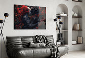 Beauty-and-Beast cinematic glass wall art in couples' suite