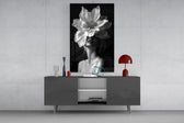 Surreal beauty cinematic glass wall art in light-filled atelier