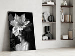 Mother-Nature femininity cinematic glass wall art in private library reading nook