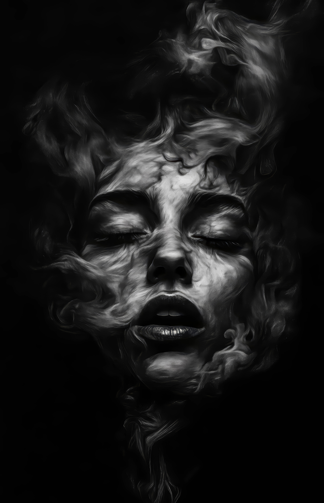 Smoke Portrait Glass Wall Art