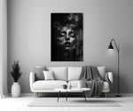 Symbolist Symbolism cinematic glass wall art in heritage stairwell