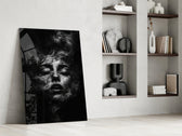 Digital-fantasy smoke cinematic glass wall art in private library reading nook