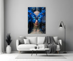 Tim-Walker style cinematic glass wall art in heritage stairwell