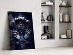 All-seeing eye cinematic glass wall art in private library reading nook