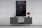 Cinema-fantasy cinematic glass wall art in masculine-luxe study