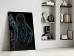 Cosmic tenderness cinematic glass wall art in private library reading nook