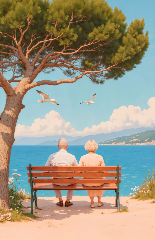 Peaceful Seaside View Glass Wall Art