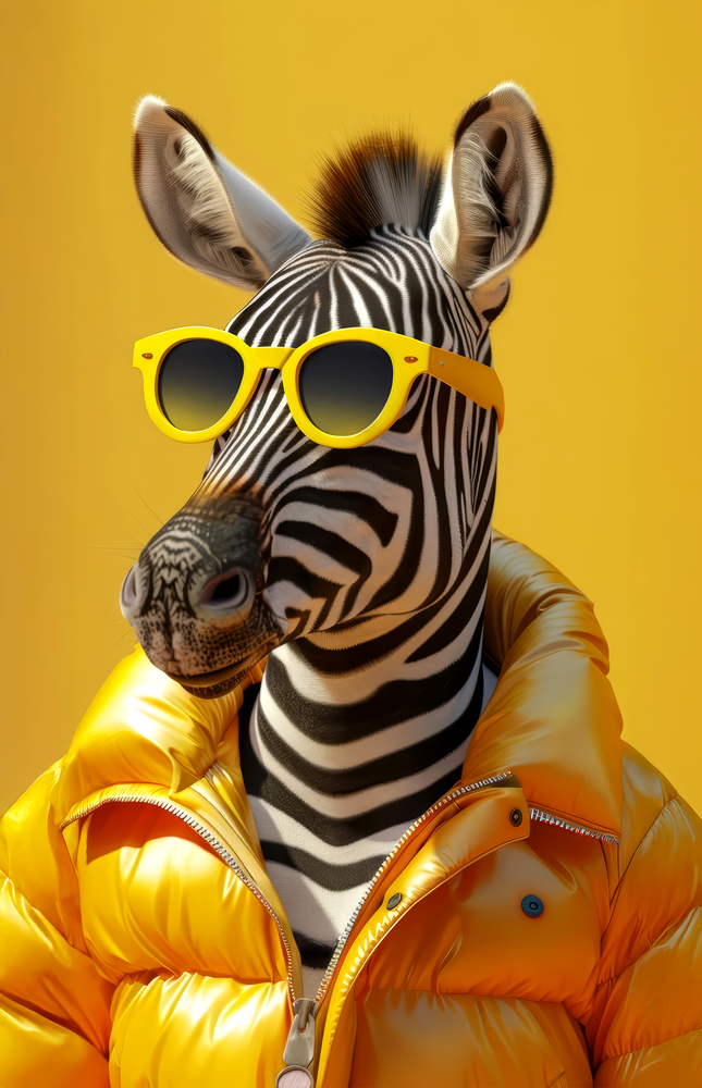 Stylish Zebra Puffer Glass Wall Art