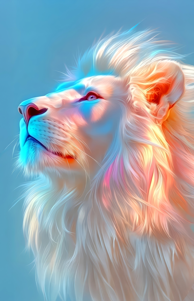 Majestic Neon Lion Glass Wall Art