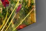 Scarlet poppies cinematic glass wall art in feminine-luxe boudoir