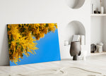 Provence garden cinematic glass wall art in heritage stairwell