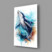 Fine art oceanic cinematic glass wall art in wellness clinic reception