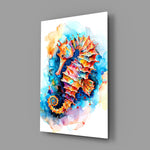 Fine art marine cinematic glass wall art in coastal-themed sitting room