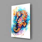 Fine art marine cinematic glass wall art in coastal-themed sitting room