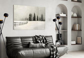 Winter forest cinematic glass wall art in coffeeshop boutique