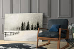 Scandinavian winter cinematic glass wall art in private library reading nook