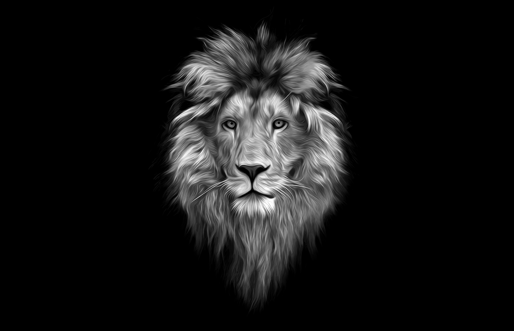 Majestic Monochrome Lion Glass Wall Art